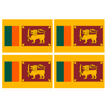 Drapeau Sri Lanka (4 stickers - 9.5 x 6.3 cm) - Sticker/autocollant