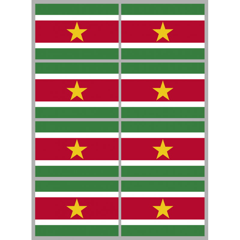 Drapeau Suriname (8 stickers - 9.5 x 6.3 cm) - Sticker/autocollant