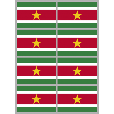 Drapeau Suriname (8 stickers - 9.5 x 6.3 cm) - Sticker/autocollant