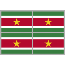 Drapeau Suriname (4 stickers - 9.5 x 6.3 cm) - Sticker/autocollant