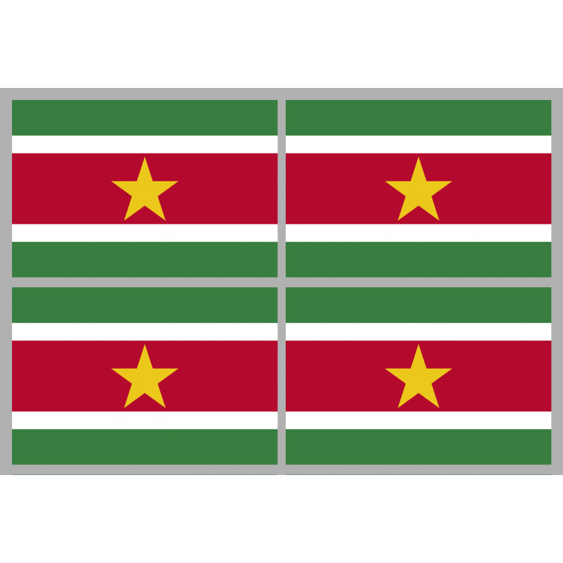 Drapeau Suriname (4 stickers - 9.5 x 6.3 cm) - Sticker/autocollant