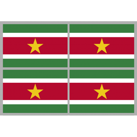 Drapeau Suriname (4 stickers - 9.5 x 6.3 cm) - Sticker/autocollant