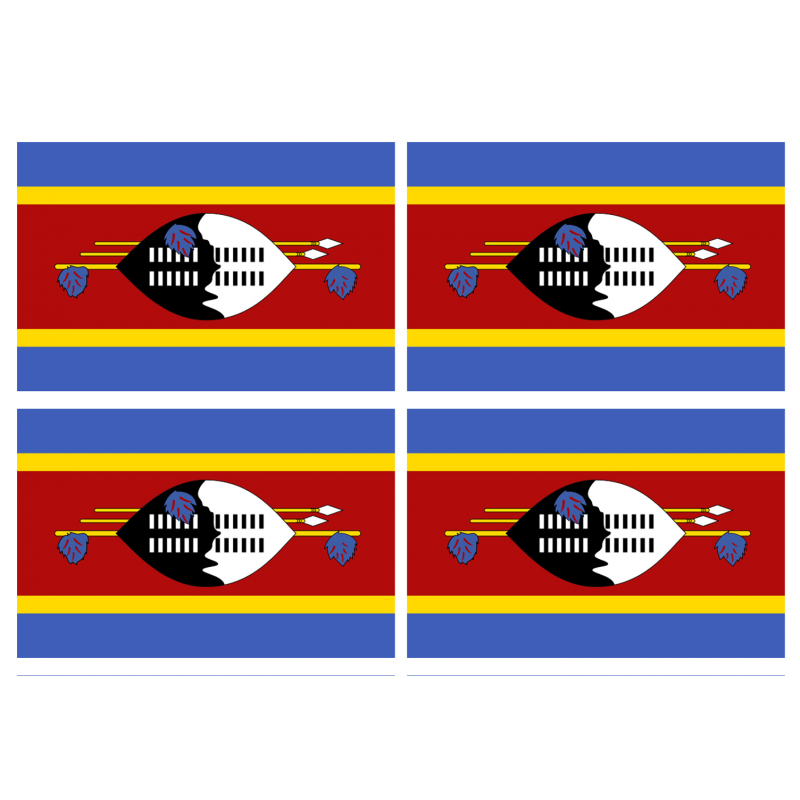 Drapeau Swaziland (4 stickers - 9.5 x 6.3 cm) - Sticker/autocollant