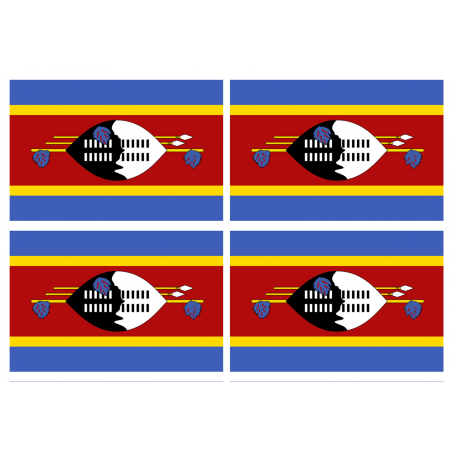 Drapeau Swaziland (4 stickers - 9.5 x 6.3 cm) - Sticker/autocollant