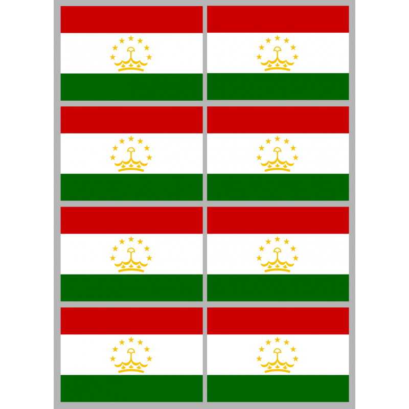 Drapeau Tadjikistan (8 stickers - 9.5 x 6.3 cm) - Sticker/autocollant