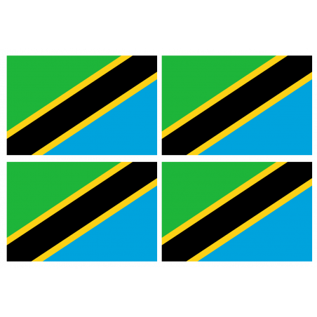 Drapeau Tanzanie (4 stickers - 9.5 x 6.3 cm) - Sticker/autocollant