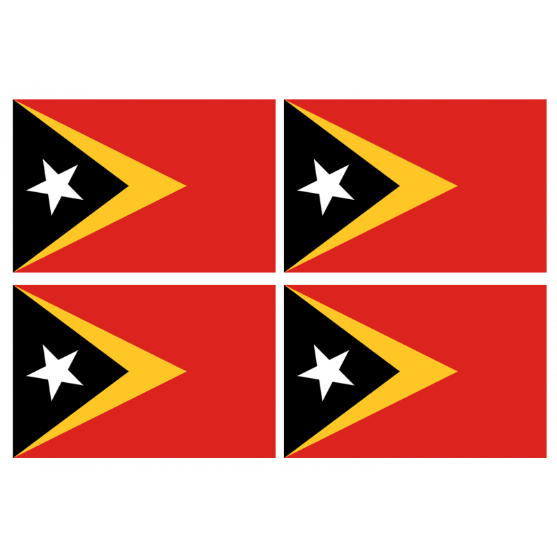 Drapeau Timor Oriental (4 stickers - 9.5 x 6.3 cm) - Sticker/autocollant