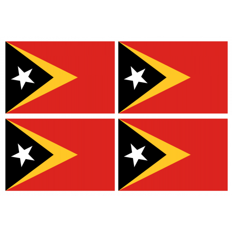 Drapeau Timor Oriental (4 stickers - 9.5 x 6.3 cm) - Sticker/autocollant