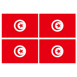 Drapeau Tunisie (4 stickers - 9.5 x 6.3 cm) - Sticker/autocollant