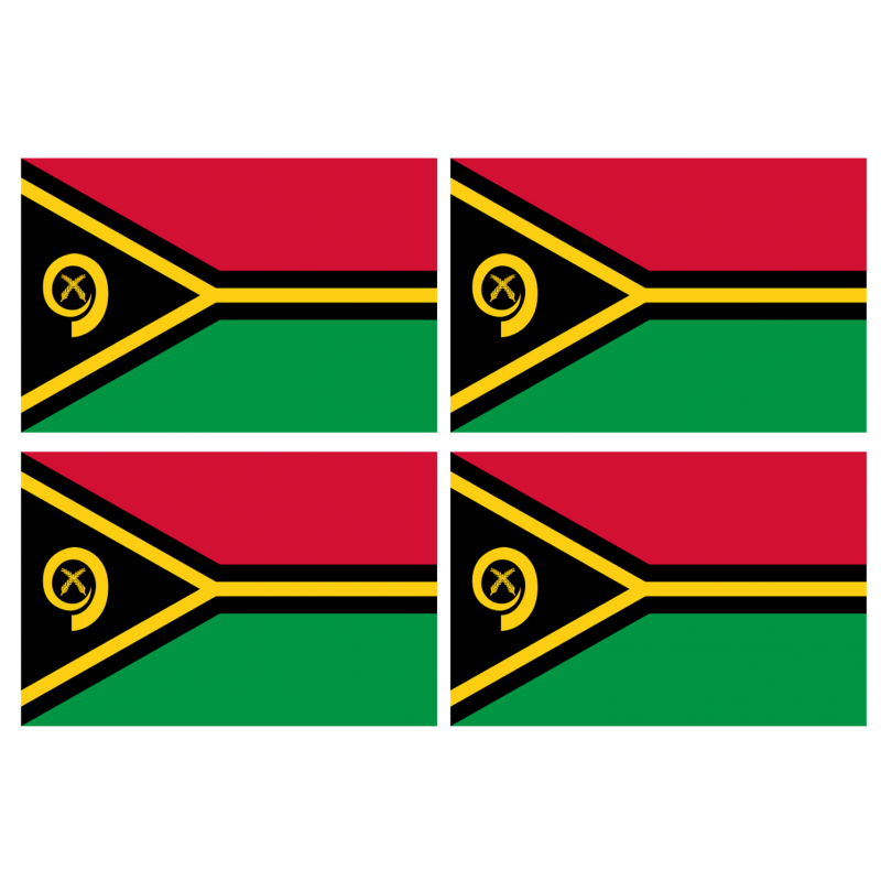 Drapeau Vanuatu (4 stickers - 9.5 x 6.3 cm) - Sticker/autocollant