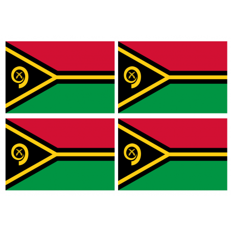 Drapeau Vanuatu (4 stickers - 9.5 x 6.3 cm) - Sticker/autocollant