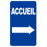 Accueil fléchage vers la droite (10x6cm) - Sticker/autocollant