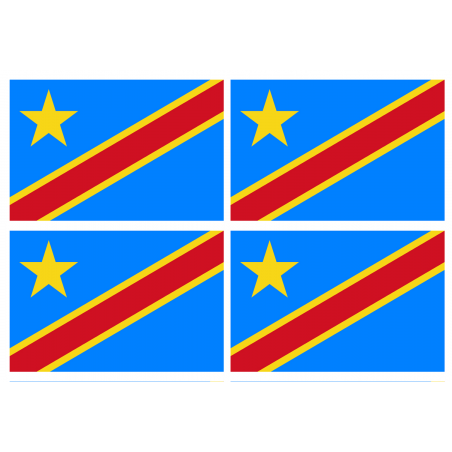 Drapeau République démocratique du Congo (4 stickers de 9.5x6.3cm) - Sticker/autocollant