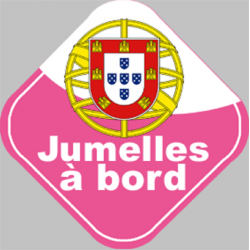 bébé à bord jumelles Portugaise - 15x15cm - Sticker/autocollant