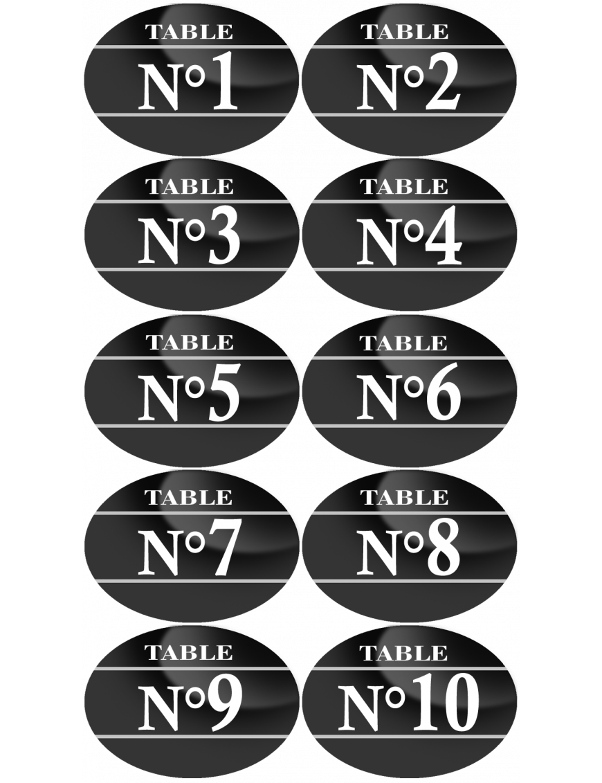 Numéros table de restaurant de 1 à 10 (10 fois 5x3.5cm) - Sticker/autocollant