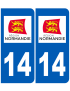 immatriculation 14 Normandie - Sticker/autocollant