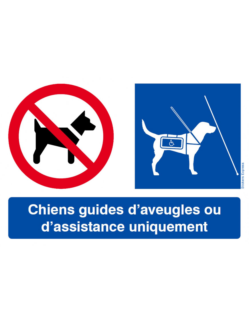 Interdit Sauf Chiens Guides (15x10cm) - Sticker / autocollant