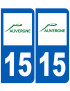 immatriculation 15 Auvergne - Sticker/autocollant