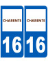 immatriculation 16 Charente - Sticker/autocollant