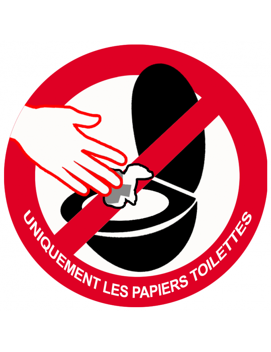 ne rien jeter hors papier toilettes dans les WC - 7cm - Sticker/autocollant