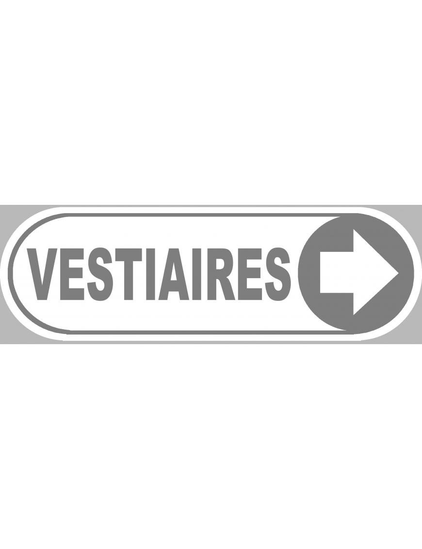 Vestiaires blanc flèche droite - 20x6.6cm - Sticker/autocollant