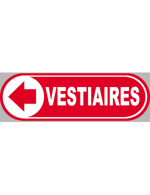 Vestiaires rouge flèche gauche - 20x6.6cm - Sticker/autocollant