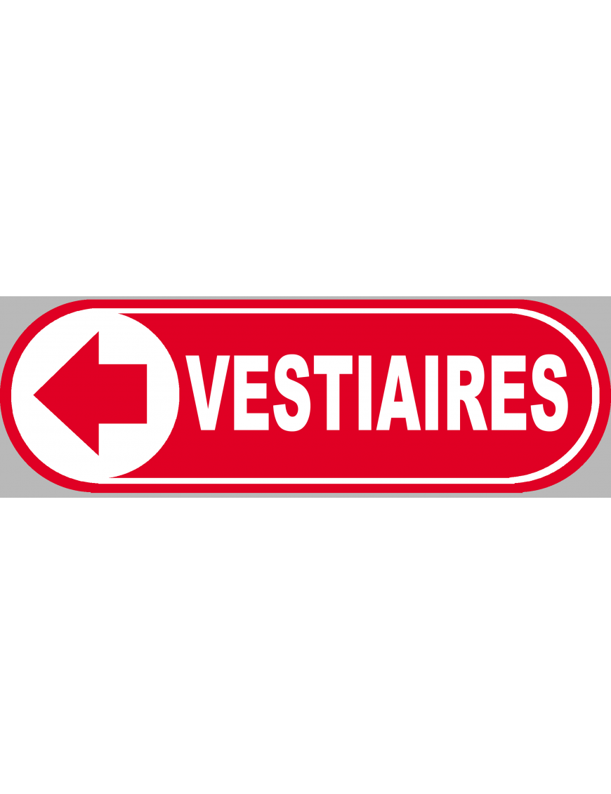 Vestiaires rouge flèche gauche - 20x6.6cm - Sticker/autocollant