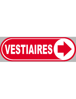 Vestiaires rouge flèche droite - 20x6.6cm - Sticker/autocollant