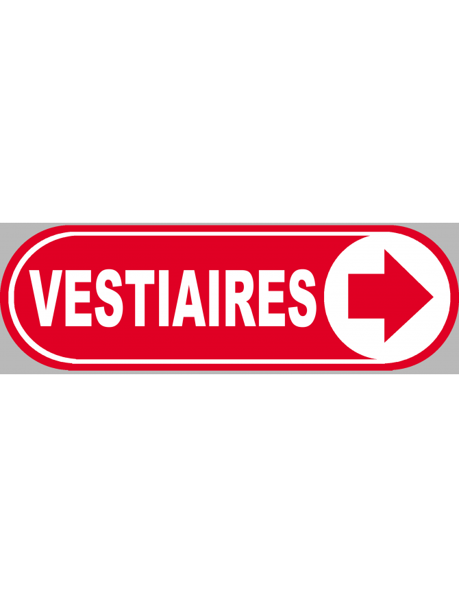 Vestiaires rouge flèche droite - 20x6.6cm - Sticker/autocollant