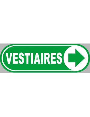 Vestiaires vert flèche droite - 20x6.6cm - Sticker/autocollant