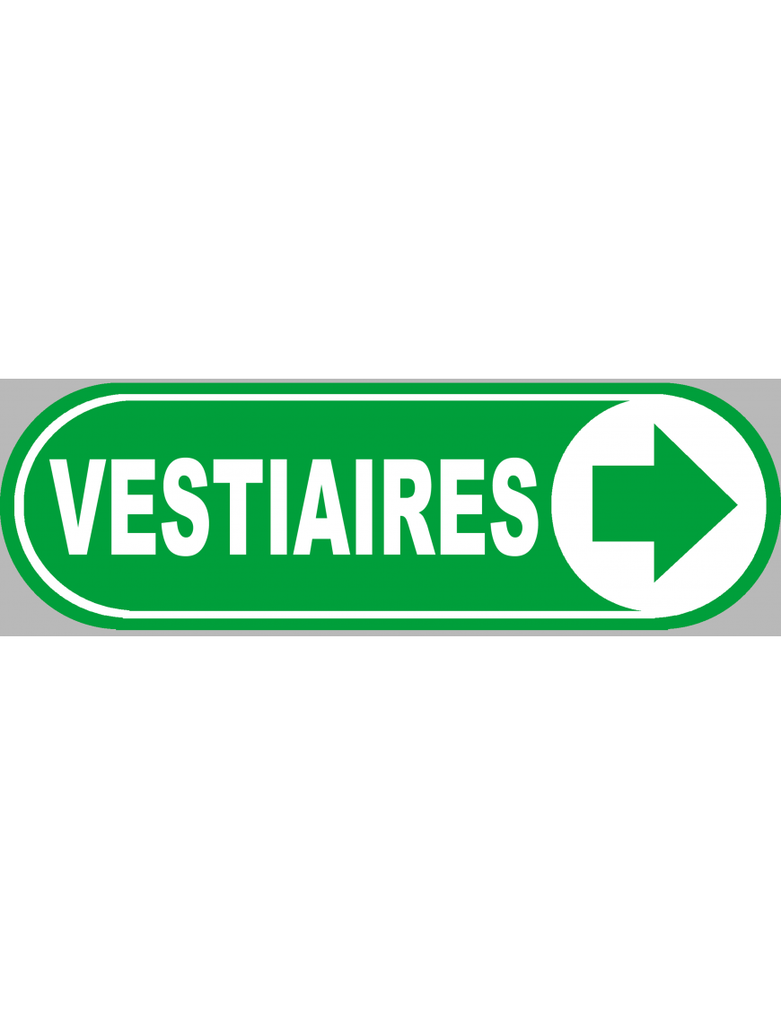 Vestiaires vert flèche droite - 20x6.6cm - Sticker/autocollant