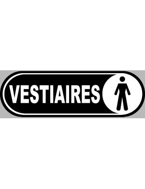 Vestiaires gars noir - 28x9 cm - Sticker/autocollant