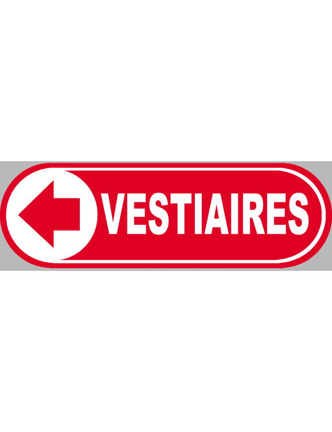 Vestiaires rouge flèche gauche - 28x9 cm - Sticker/autocollant