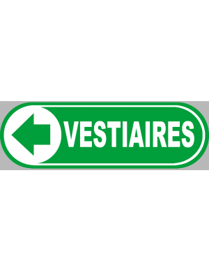 Vestiaires vert flèche gauche - 28x9 cm - Sticker/autocollant