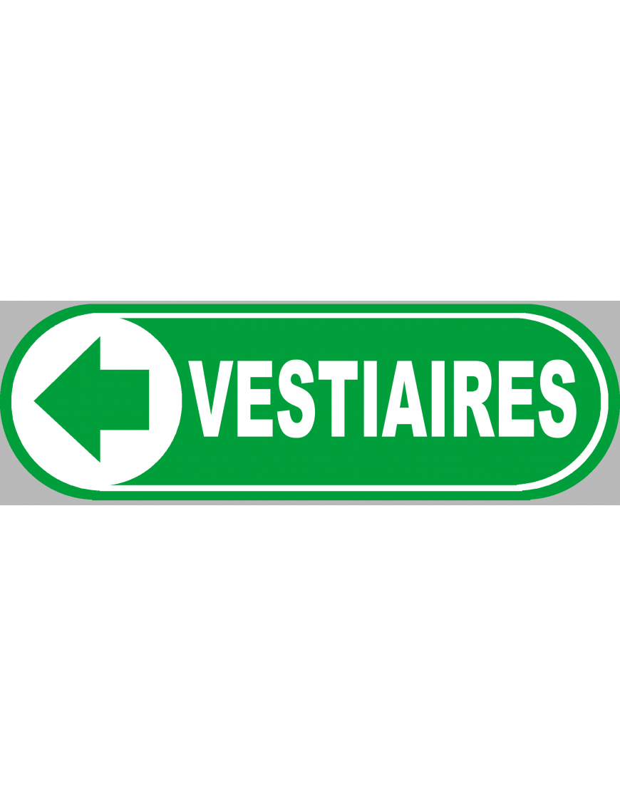 Vestiaires vert flèche gauche - 28x9 cm - Sticker/autocollant