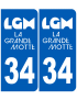 immatriculation 34 La Grande-Motte - Sticker/autocollant