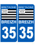 immatriculation 35 Breizh - Sticker/autocollant