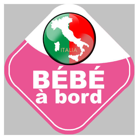 bébé à bord d'origine Italienne - 10x10cm - Sticker/autocollant