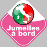 bébé à bord jumelles d'origine Italienne - 10x10cm - Sticker/autocollant