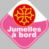 bébé à bord jumelles Occitanes - 15cm - Sticker/autocollant