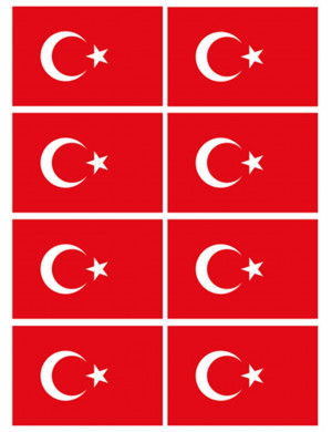 Drapeau Turquie (8 fois 9.5x6.3cm) - Sticker/autocollant