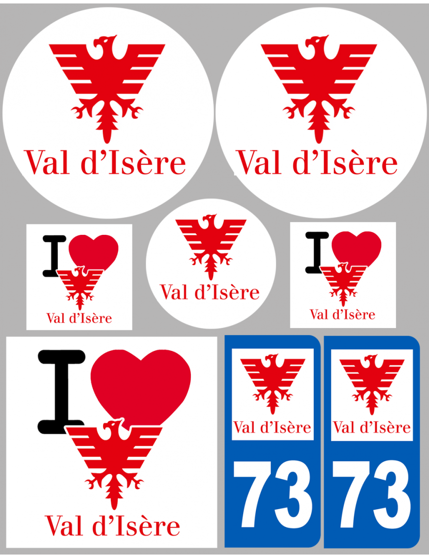 Val d’Isère 73 (8 autocollants variés) - Sticker/autocollant