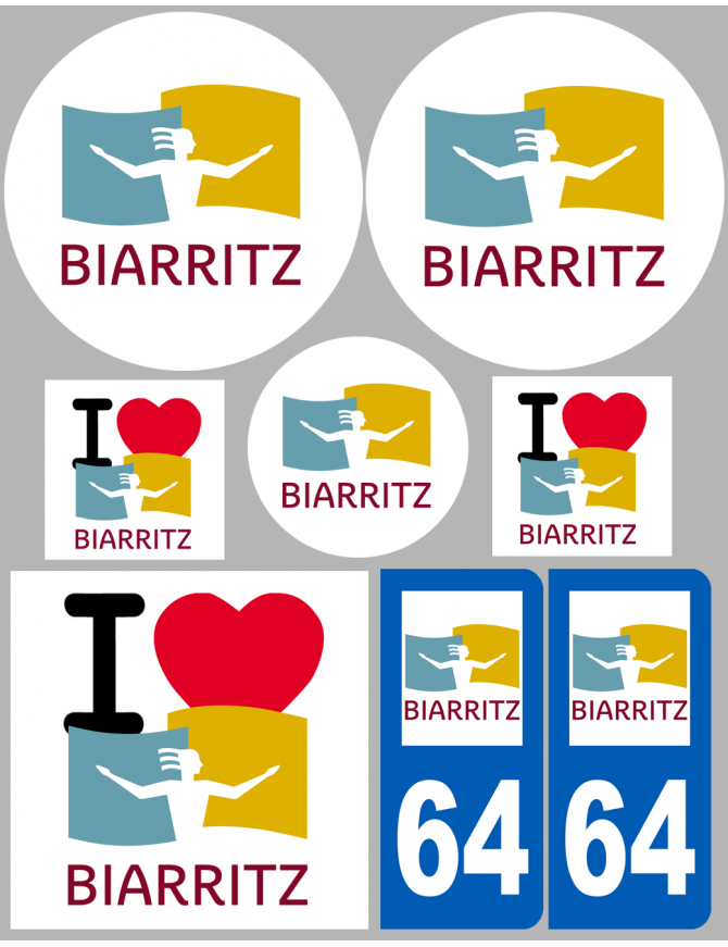 Biarritz - 8 autocollants variés - Sticker/autocollant