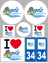 Agde (8 autocollants variés) - Sticker/autocollant