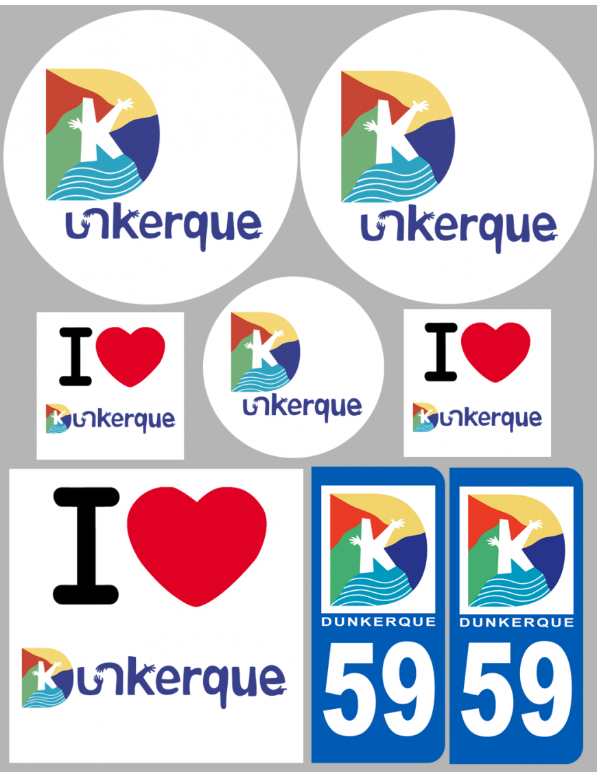 Dunkerque - 8 autocollants variés - Sticker/autocollant