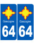 immatriculation Gascogne 64 Pyrénées-Atlantiques - Sticker/autocollant