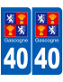 immatriculation Gascogne40 les Landes - Sticker/autocollant