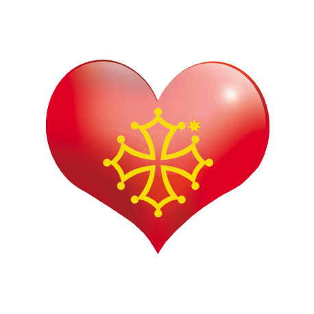 Coeur Pays Occitanie - 5X4.3cm - Sticker/autocollant