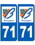 immatriculation 71 région - Sticker/autocollant