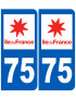 immatriculation 75 (Paris île-de-France) - Sticker/autocollant